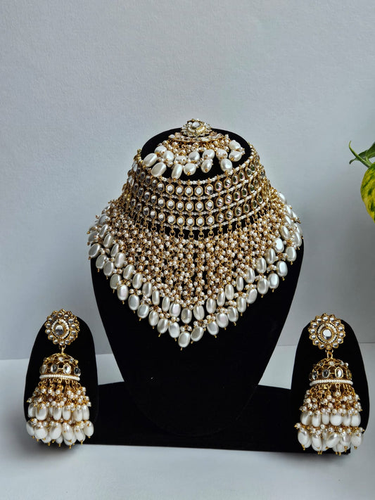 Maharani Pearl Polki Bridal Choker Set