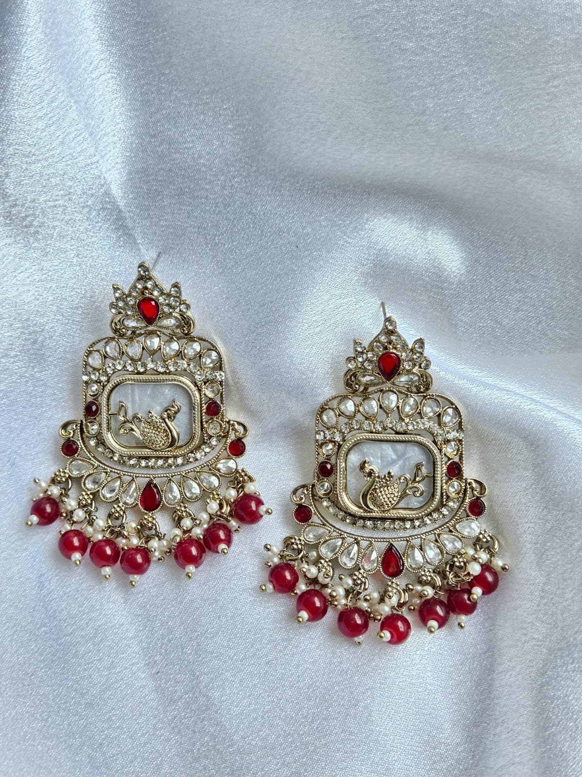 Royal Peacock Kundan Earrings with Pearls