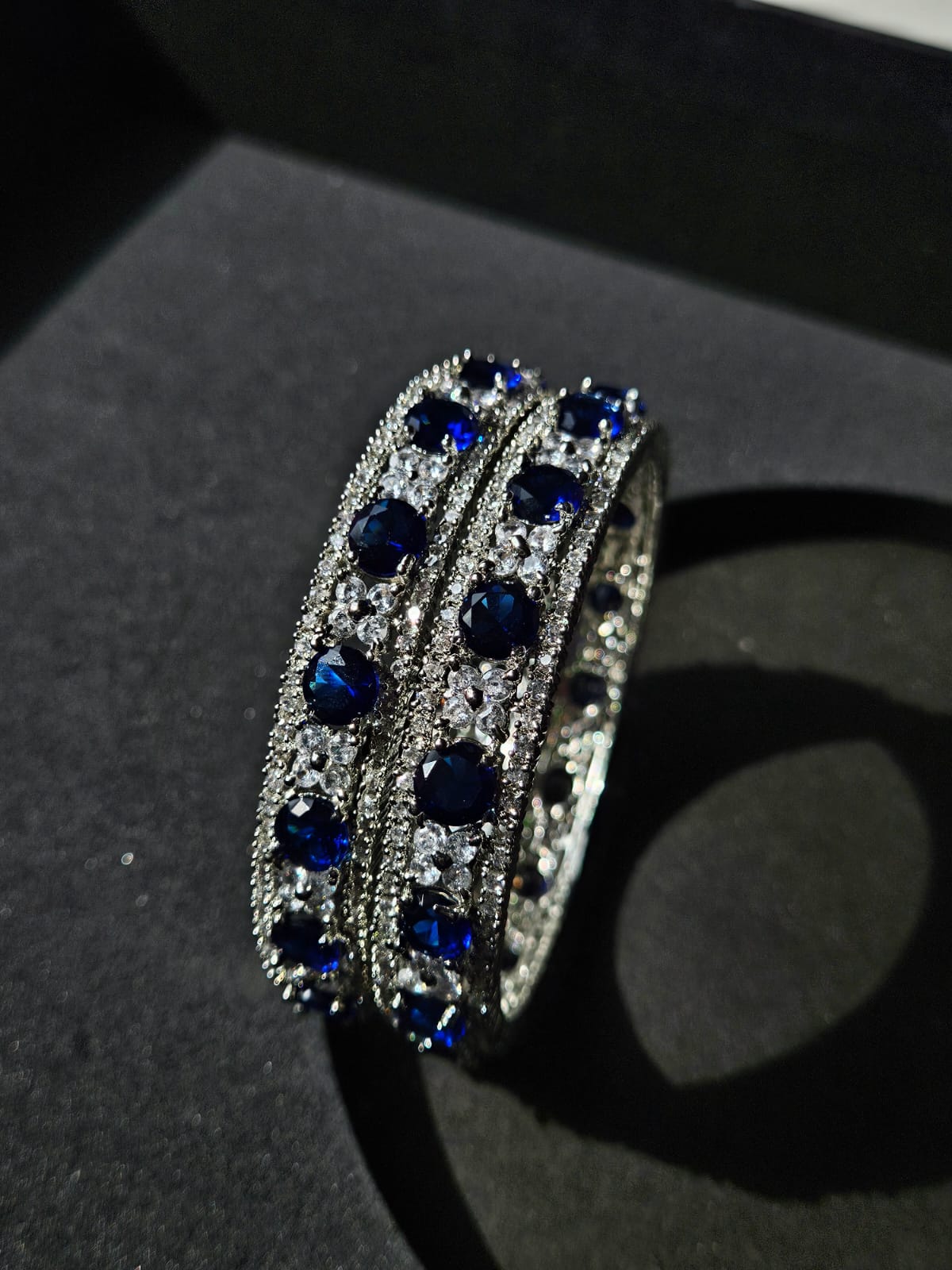 Midnight Sapphire & Diamond Bangle Pair