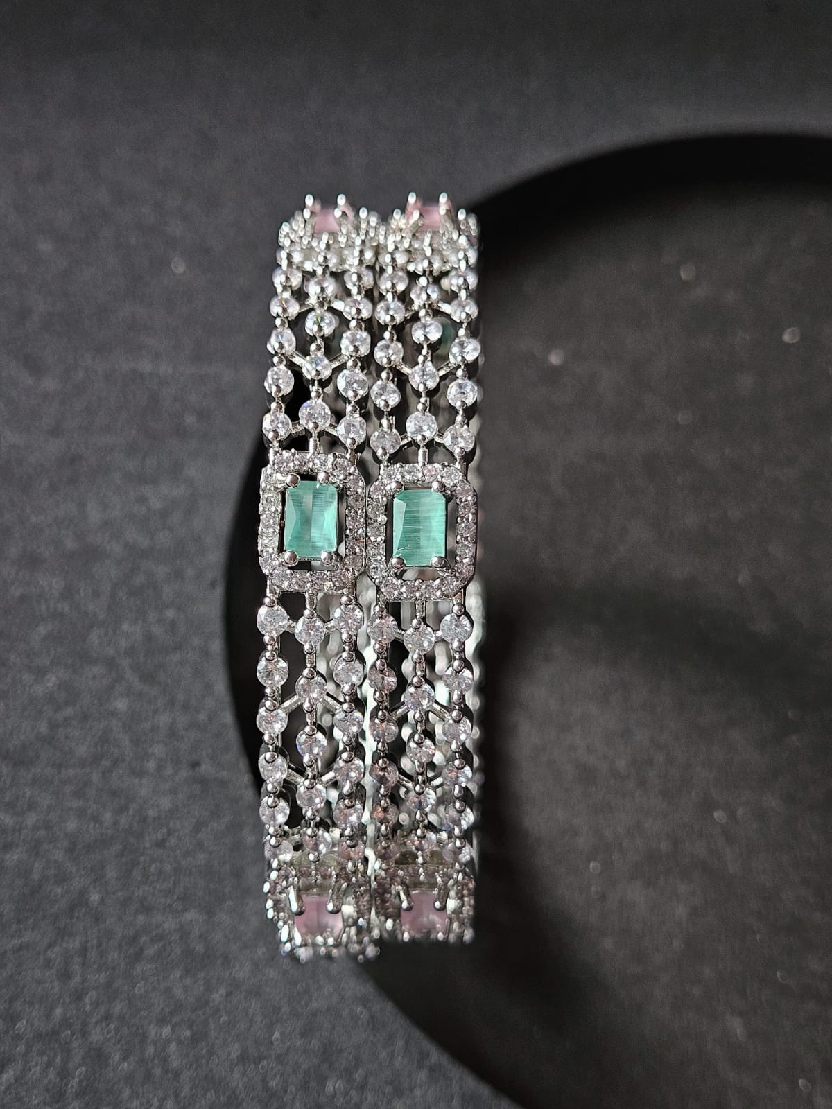 Eternal Harmony – Pink & Green Stone Diamond Bangles