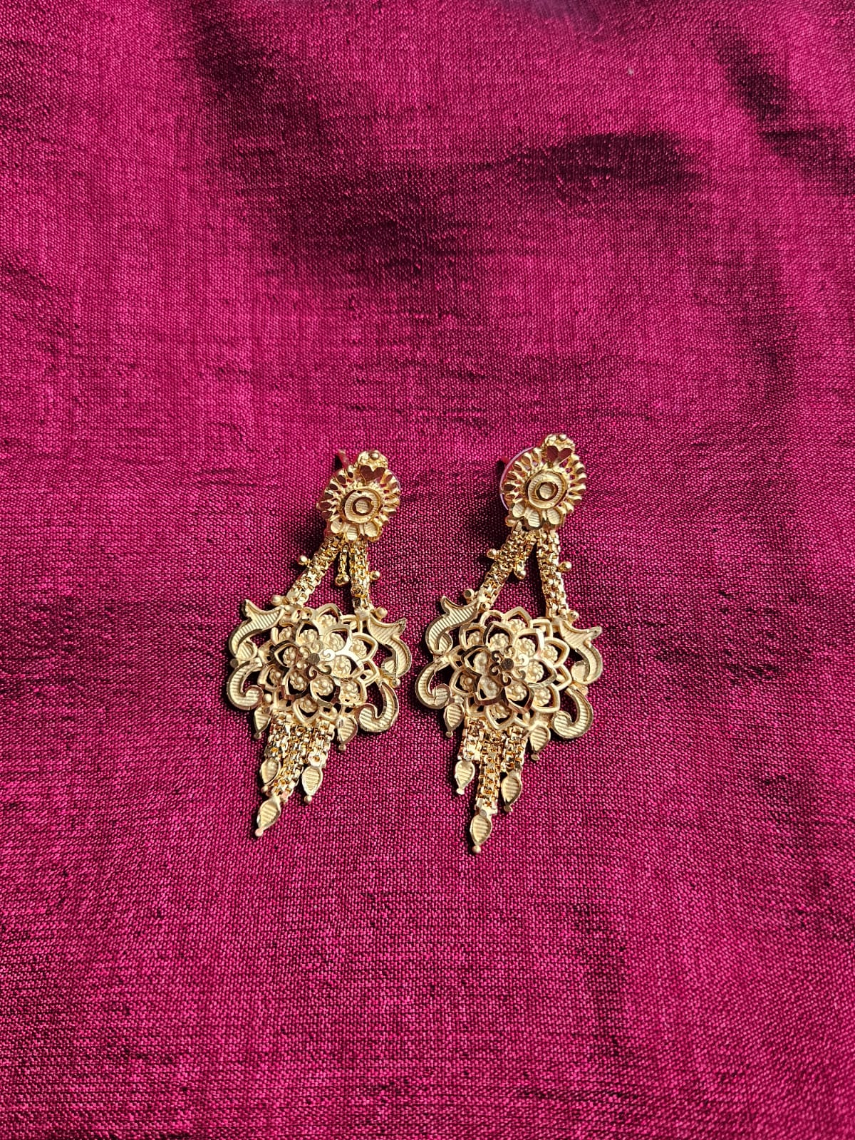 Golden Ornate Dangler Earrings