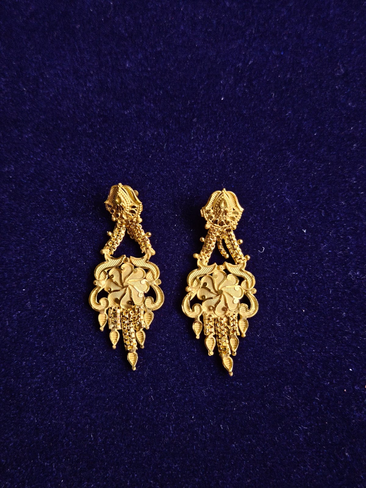 Golden Floral Pendant Earrings