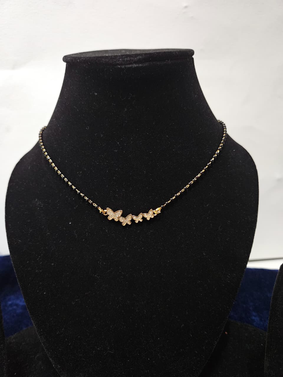 Delicate Butterfly Black Bead Necklace