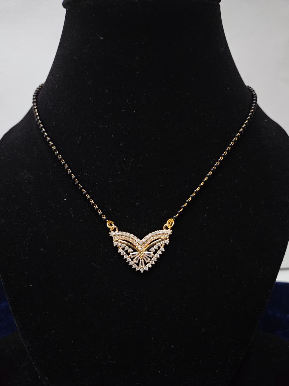 Modern V-Shaped Mangalsutra with Studded Pendant