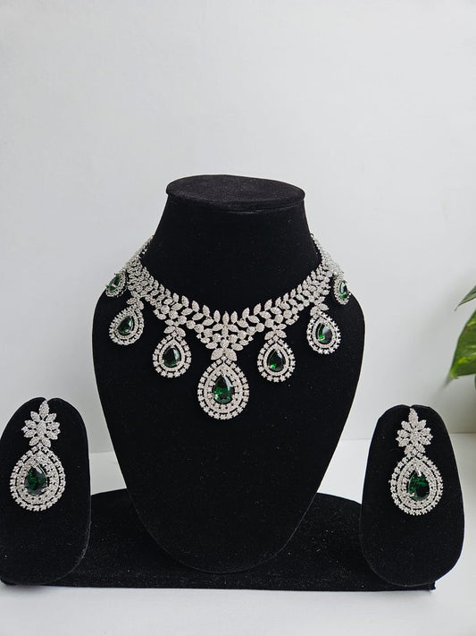 Crimson Royale Emerald Diamond Necklace Set
