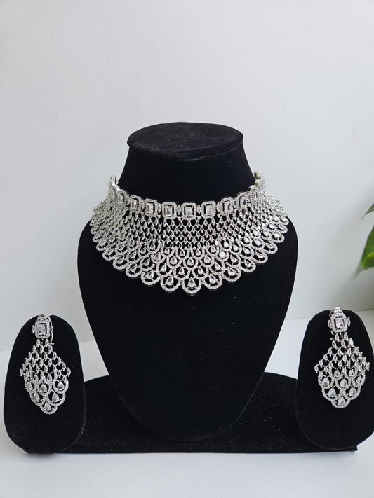 Majestic Crystal Cascade Choker Set