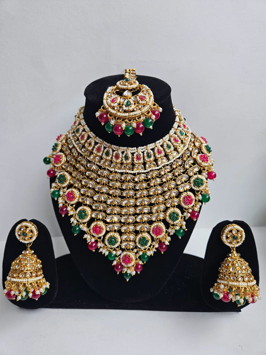 Rani Saaj Polki & Pearl Bridal Set