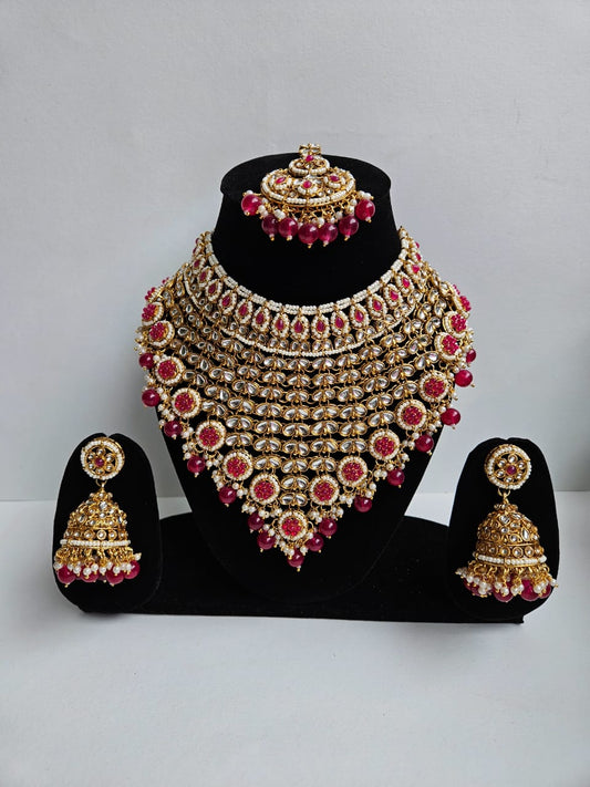 Rani Saaj Polki & Pearl Bridal Set