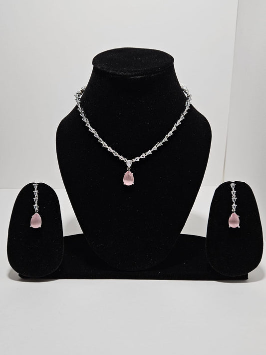 Pink Whisper - Minimalist Diamond Necklace Set
