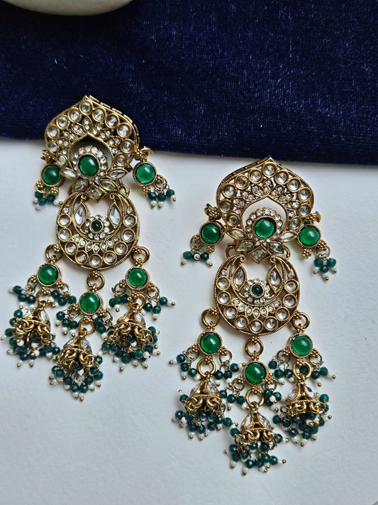 Mughal Majesty Kundan Jhumka Chandeliers – Emrald Drape