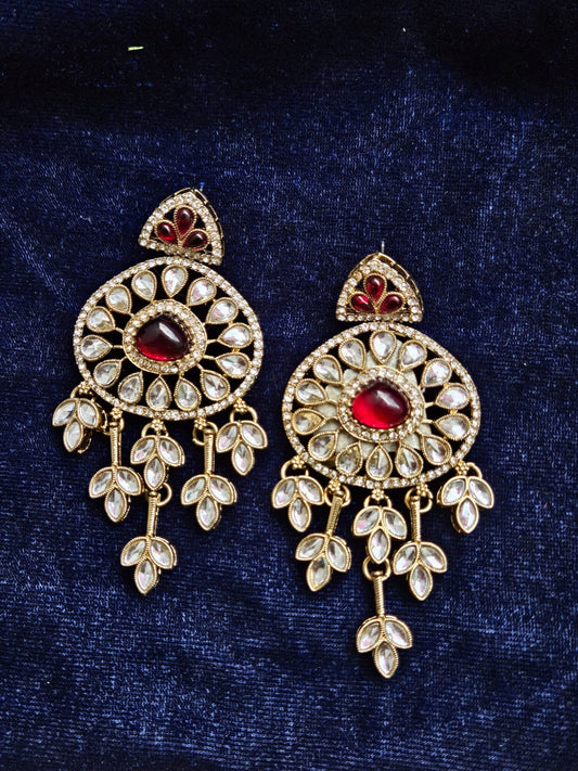 ✨ Royal Radiance Kundan Chandbali Earrings – Floral Cascade