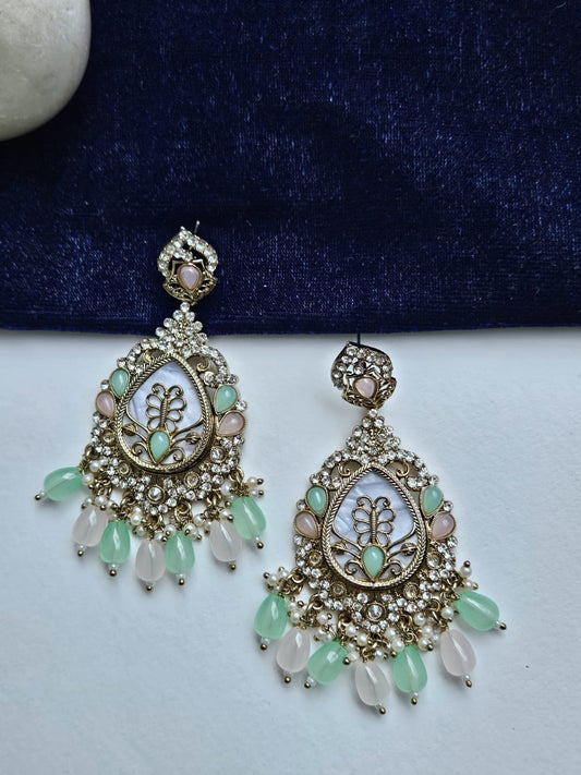 Teardrop Kundan Multi color Earrings – Timeless Elegance