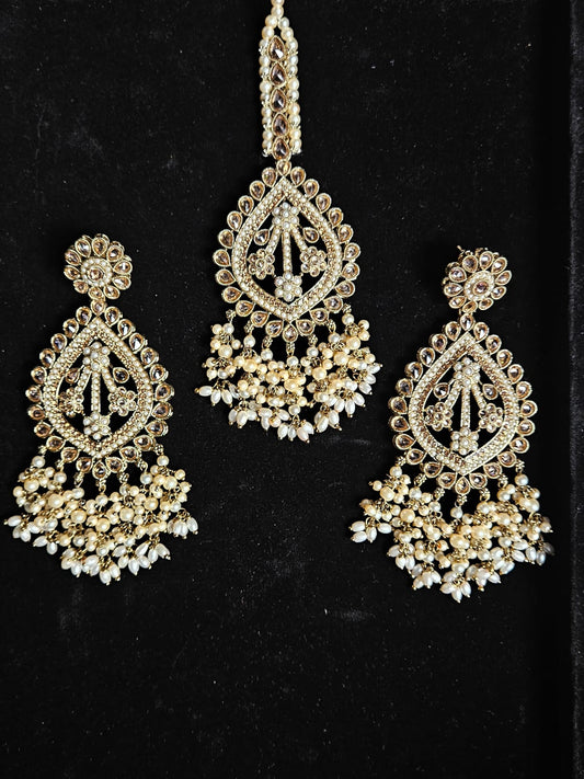 Classic Kundan & Pearl Jhumka Set with Statement Pendant