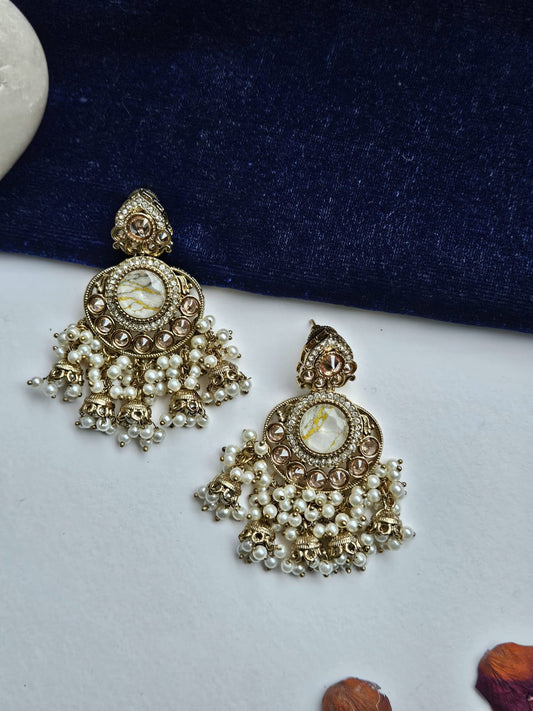 Royal Meenakari Earrings with Pearl Jhumka Drops