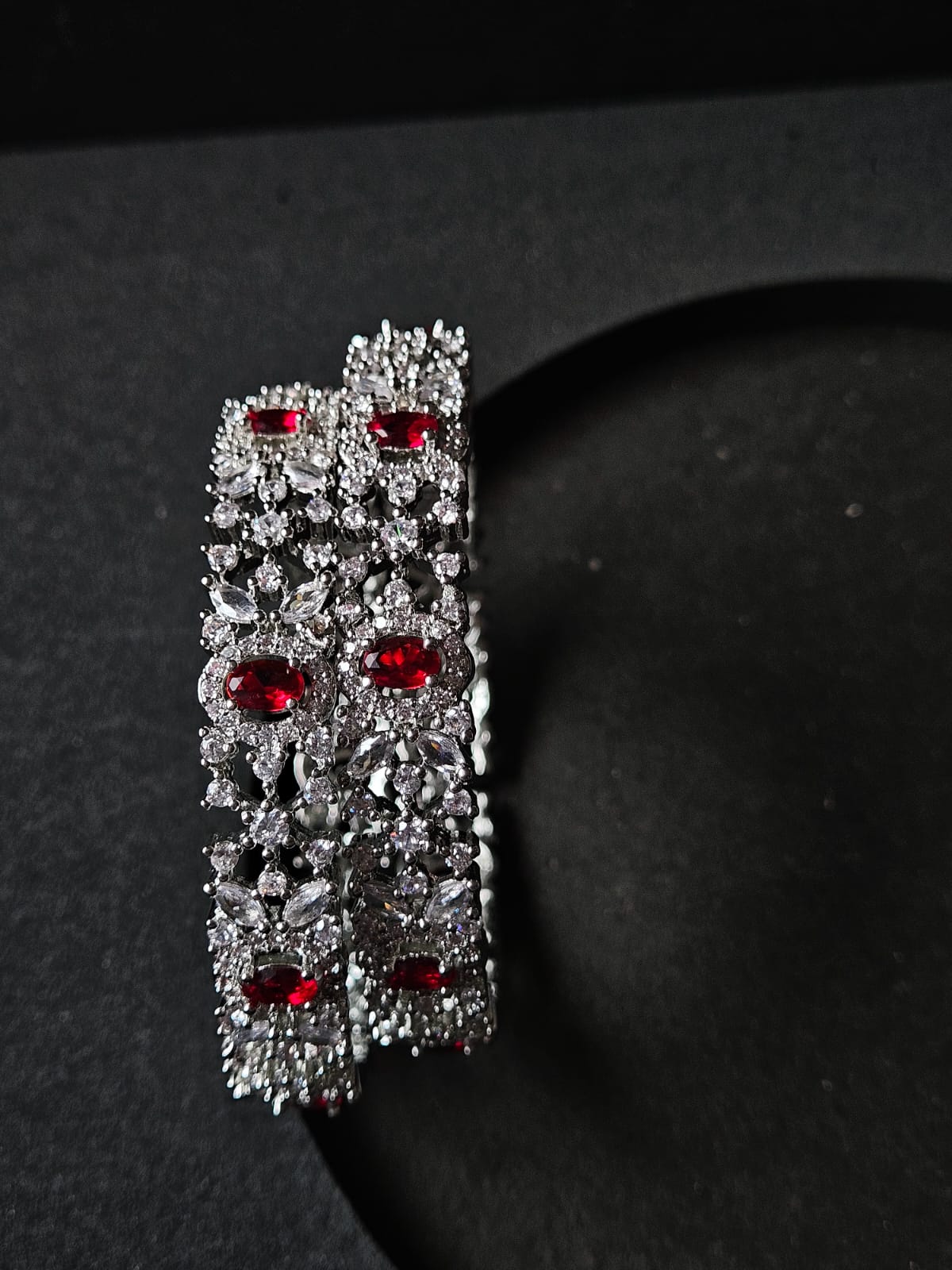Crimson Glow – Ruby & Diamond Designer Bangles