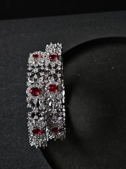 Crimson Glow – Ruby & Diamond Designer Bangles