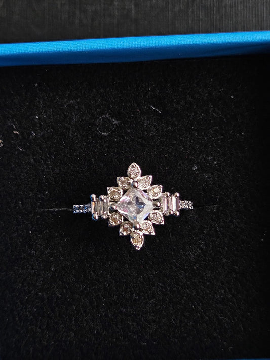 "Radiant Floral Diamond-Style Cocktail Ring"