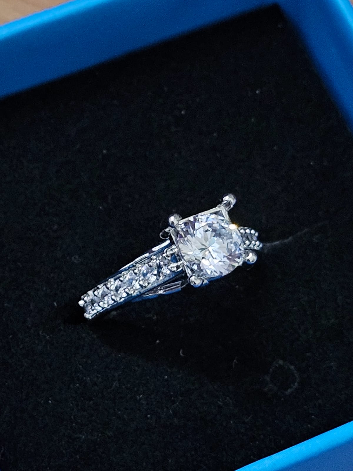 Princess Cut Sterling Silver Engagement Ring