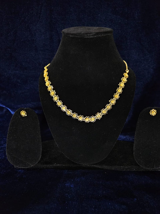 Simple & Classic Golden Choker with Earrings