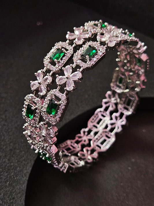 Emerald Grace Floral Bangle