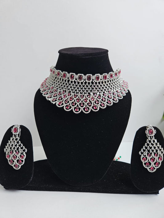 Majestic Ruby Cascade Choker Set