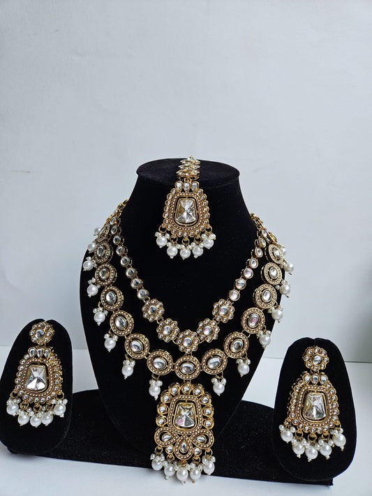 Majestic Kundan Elegance – Dual-Layer Bridal Necklace Set