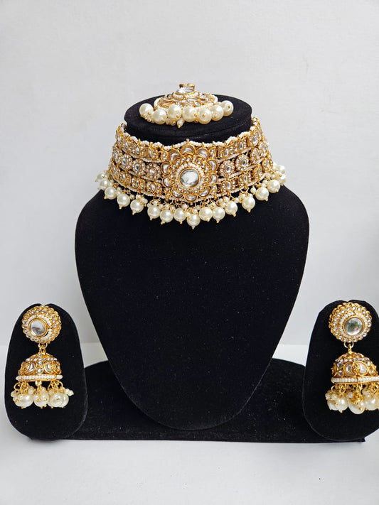 Pearl Crown Grandeur – Kundan Choker Set