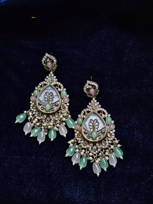 Teardrop Kundan Multi color Earrings – Timeless Elegance
