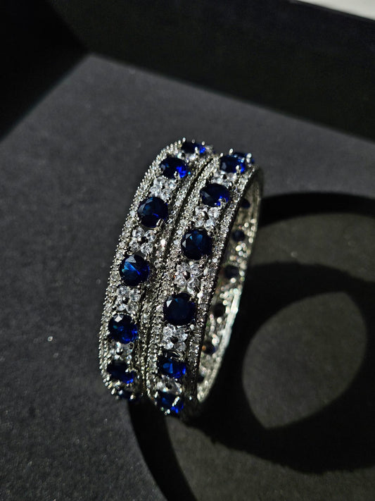 Midnight Sapphire & Diamond Bangle Pair