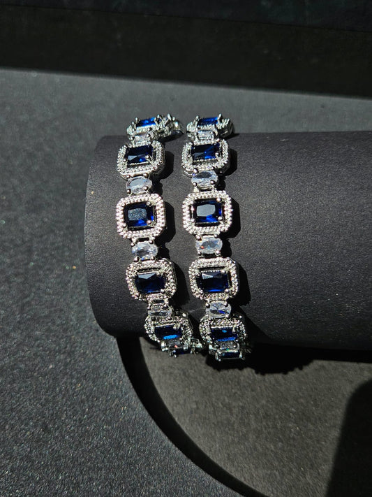 Royal Sapphire Princess-Cut Bangle Pair