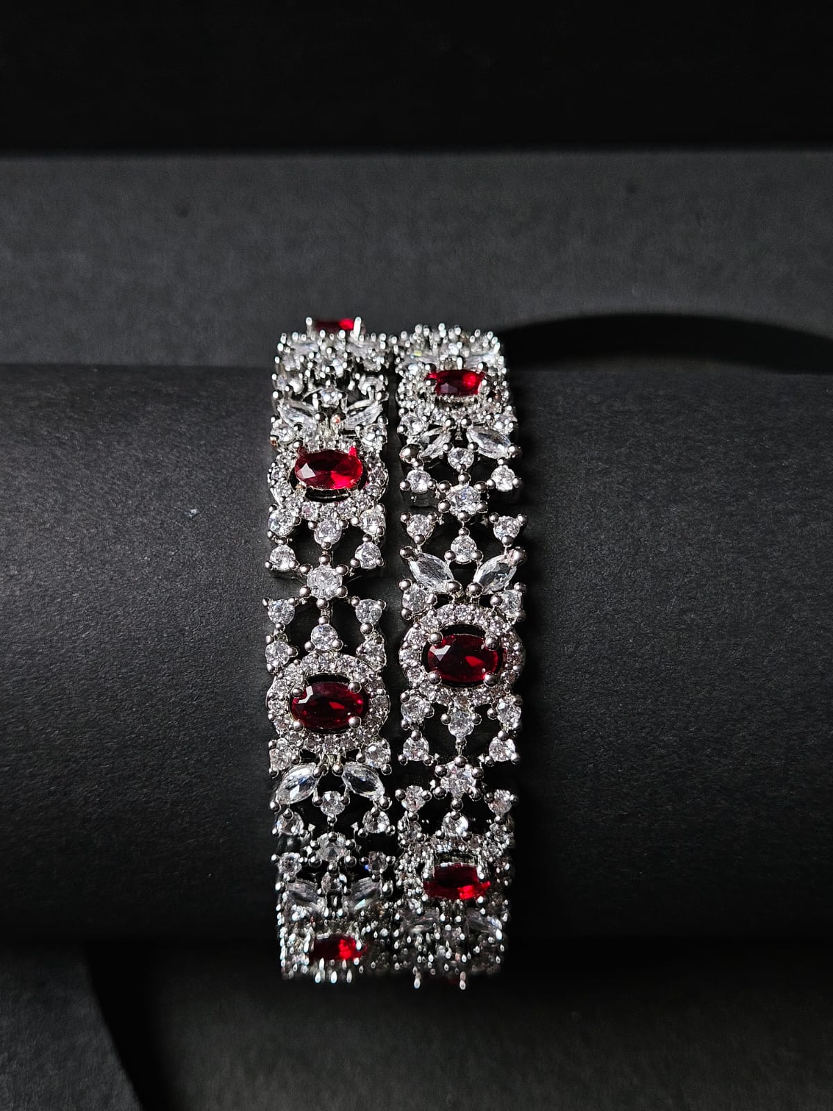 Crimson Glow – Ruby & Diamond Designer Bangles