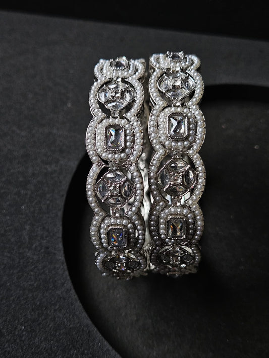 Pearl Prism – Diamond & Pearl-Studded Bangles