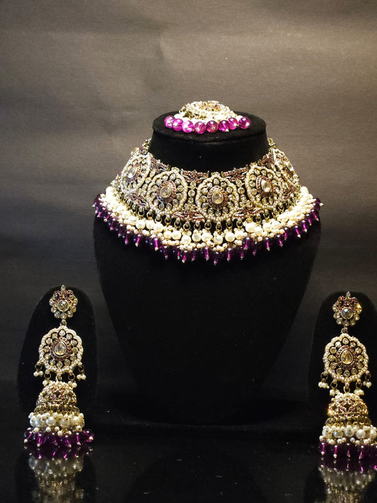 Royal Amethyst Purple Pearl Bridal Set