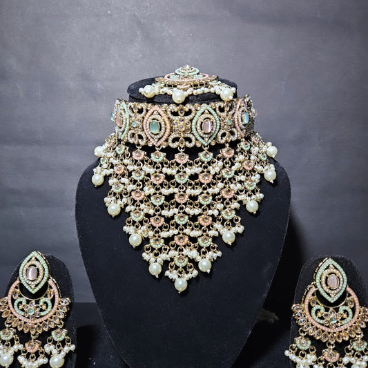 Royal Kundan & Pearl multi color Bridal Set