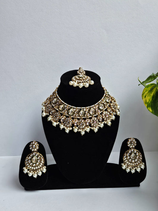 Timeless Flower Kundan Pearl Bridal Set