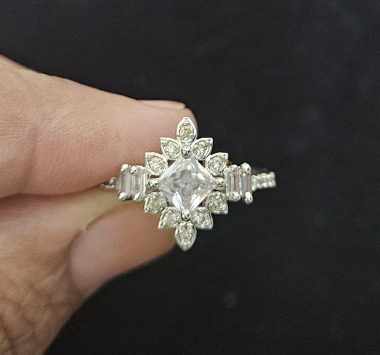 "Radiant Floral Diamond-Style Cocktail Ring"