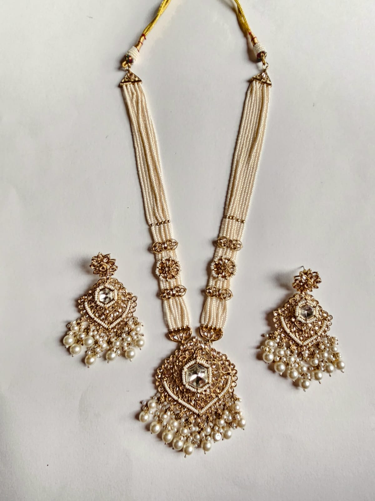 "Heritage Pearl & Kundan Filigree Necklace Set"