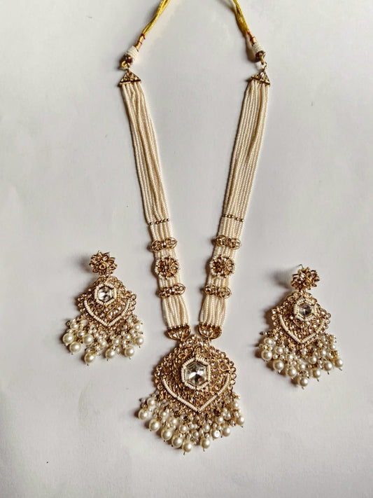 "Heritage Pearl & Kundan Filigree Necklace Set"