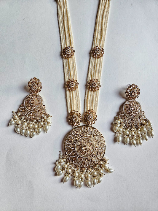 "Royal Pearl Mandala Necklace Set"