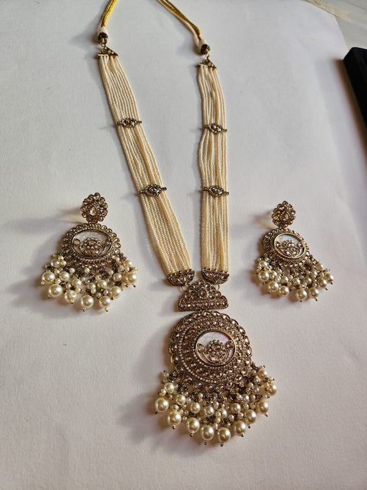 Royal Kundan Pearl Choker Necklace Set with Statement Earrings