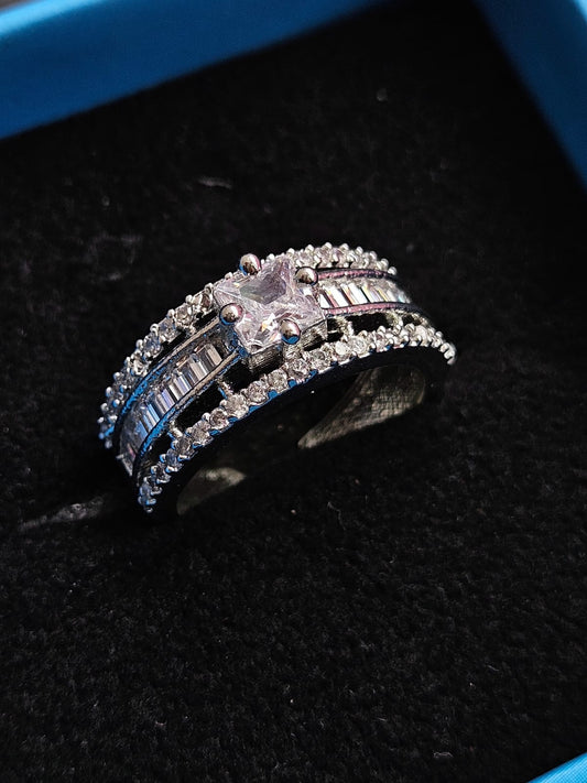 "Princess-Cut Baguette Diamond-Style Ring"