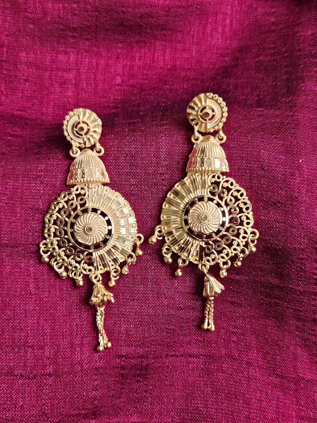 Golden Jhumka-Style Dangler Earrings