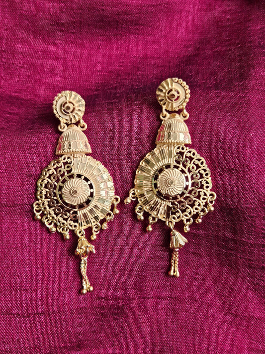 Golden Jhumka-Style Dangler Earrings