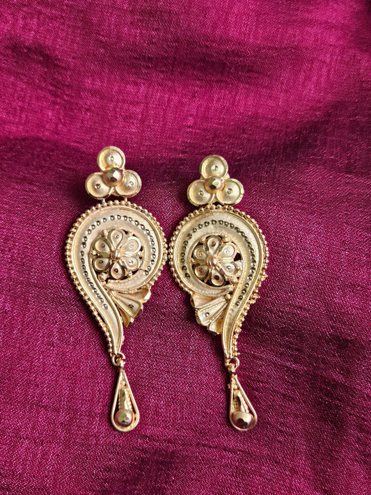 Golden Paisley-Inspired Dangler Earrings