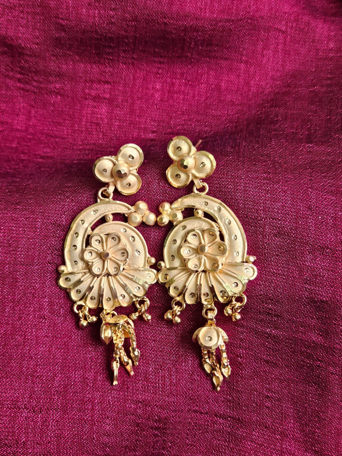 Golden Fan-Shaped Dangler Earrings