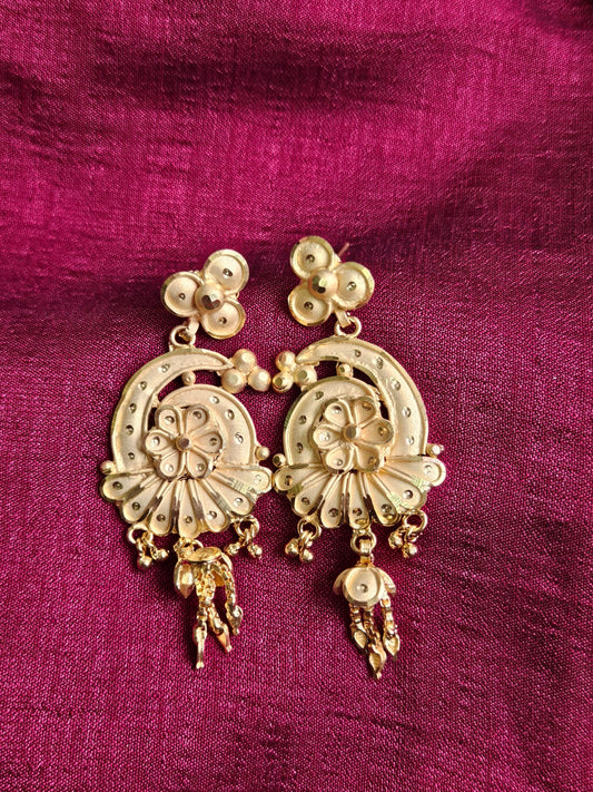 Golden Fan-Shaped Dangler Earrings