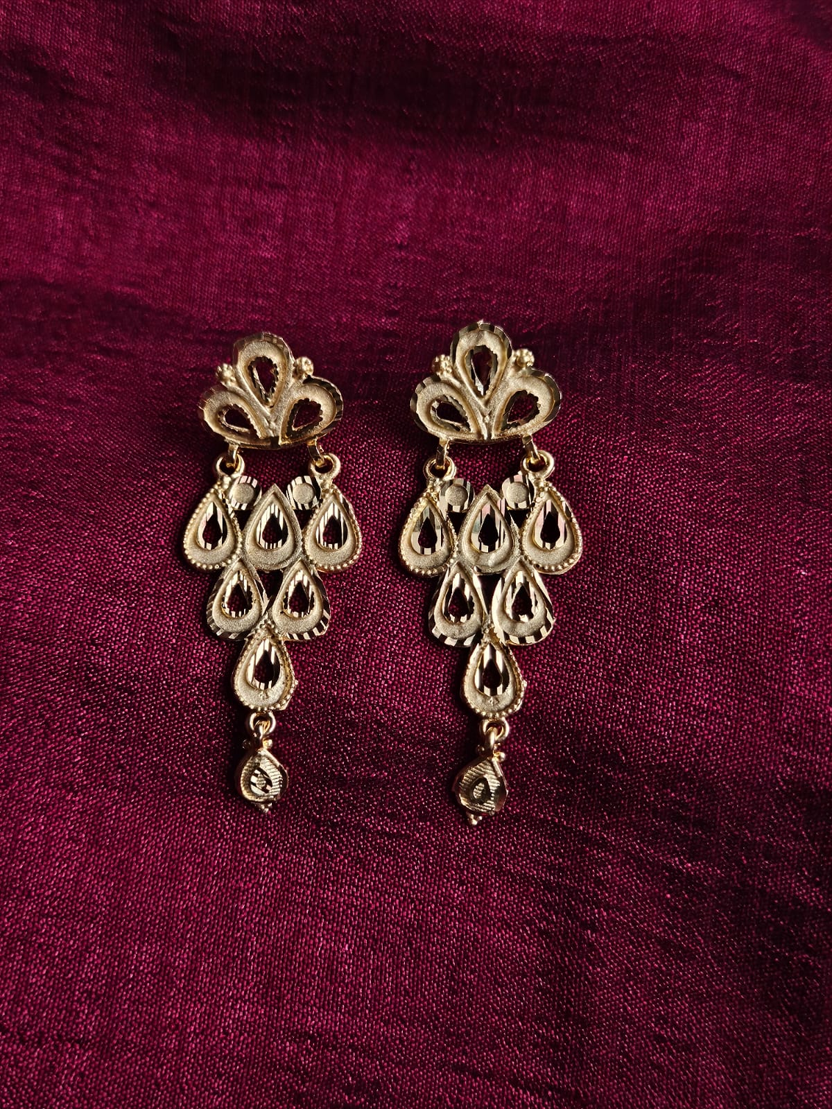 Golden Tear-drop Dangler Earrings