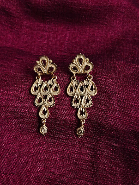 Golden Tear-drop Dangler Earrings
