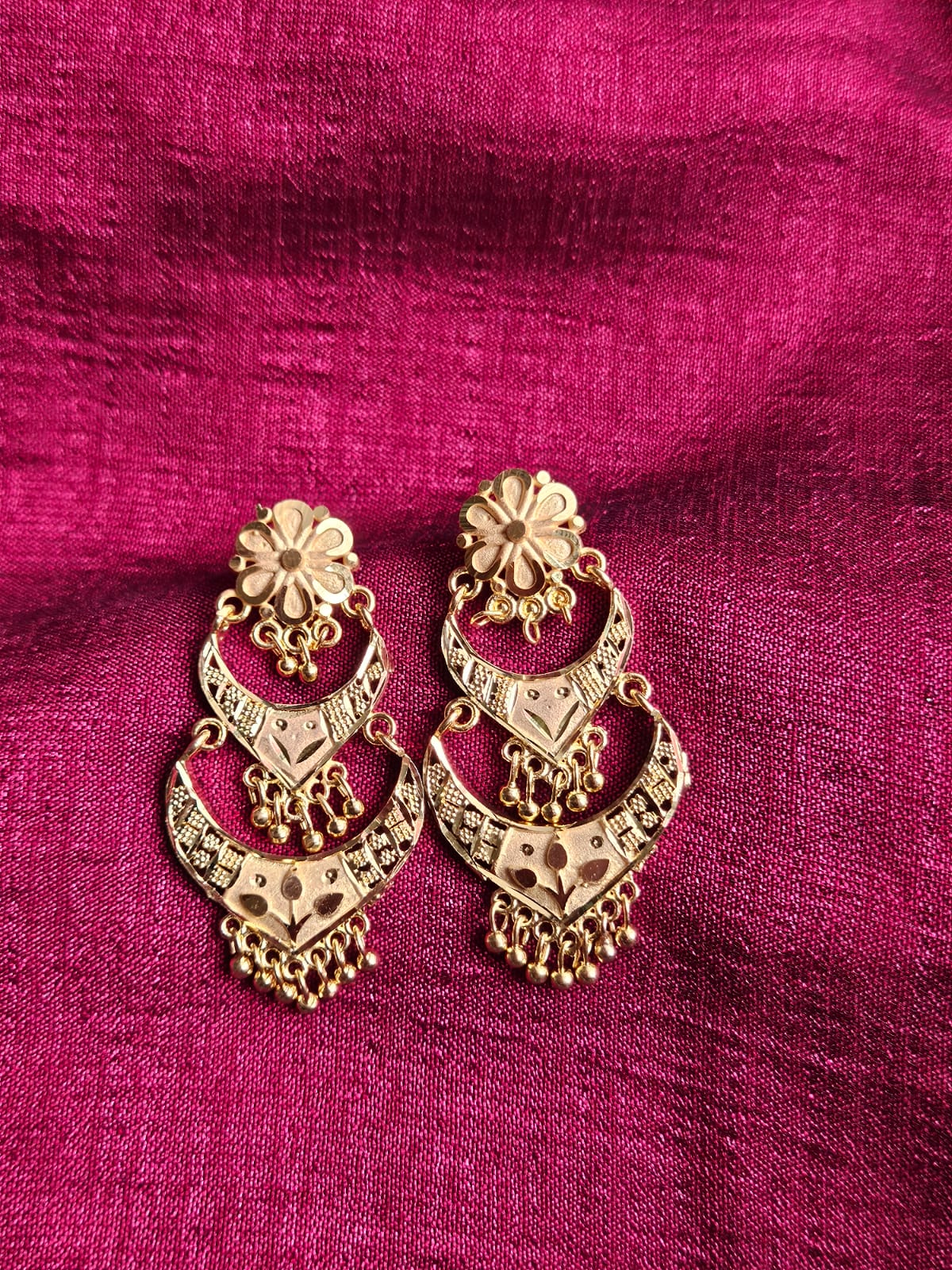 Golden Chandbali Dangler Earrings