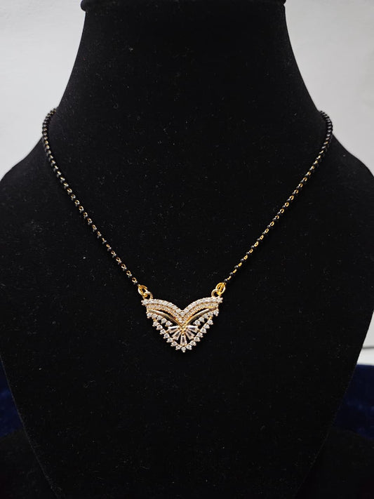 Modern V-Shaped Mangalsutra with Studded Pendant